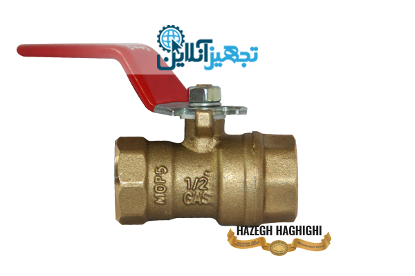 شیر گازی توپی دسته اهرمی برنجی حقیقی سایز 1/2 اینچ